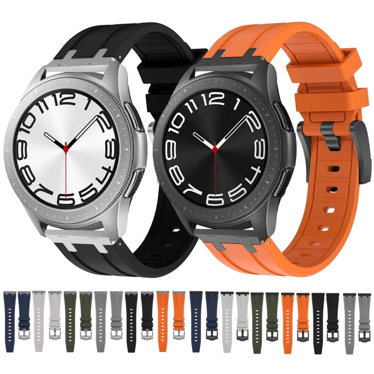 22mm Flat Head Silicone Watch Band(Silver Blue) - 22mm Bands by PMC TechLife | Online Shopping South Africa | PMC TechLife