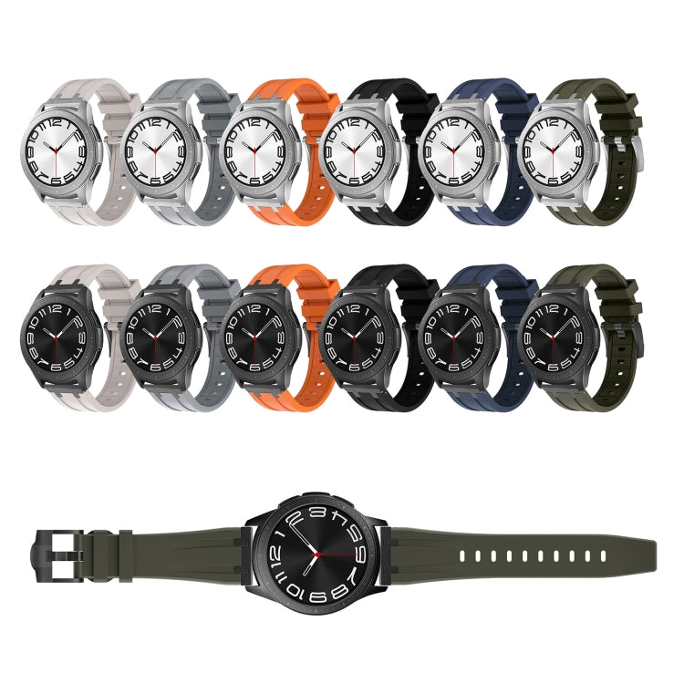 22mm Flat Head Silicone Watch Band(Silver Blue) - 22mm Bands by PMC TechLife | Online Shopping South Africa | PMC TechLife