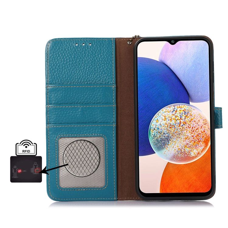 For Google Pixel 10 / 9 Genuine Leather Litchi Texture RFID Leather Phone Case(Blue) - Google Cases by PMC TechLife | Online Shopping South Africa | PMC TechLife | Buy Now Pay Later Mobicred