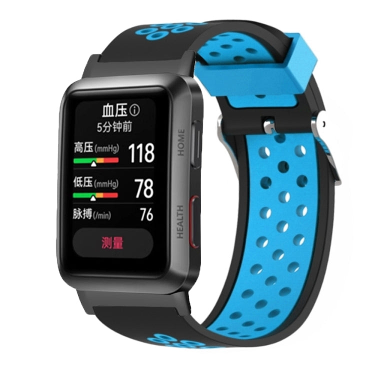 For Huawei Watch D Two Color Punched Silicone Watch Band(Black Blue) - Watch Bands by PMC TechLife | Online Shopping South Africa | PMC TechLife