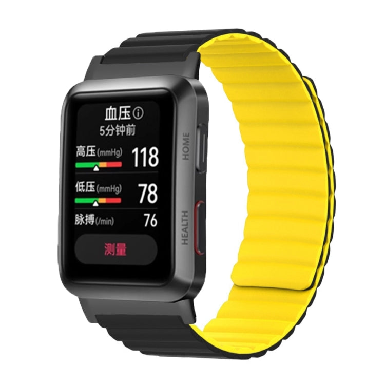For Huawei Watch D Magnetic Silicone Watch Band(Black Yellow) - Watch Bands by PMC TechLife | Online Shopping South Africa | PMC TechLife