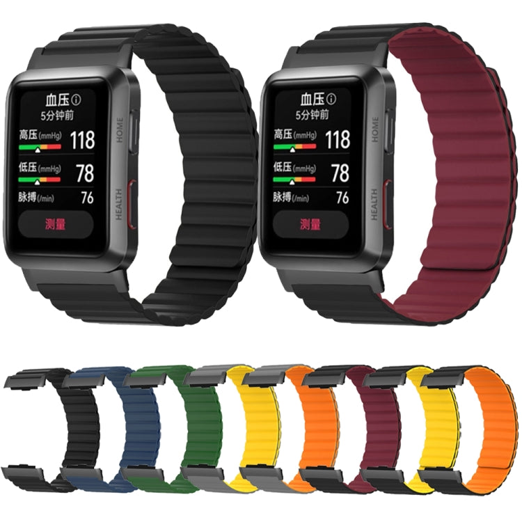 For Huawei Watch D Magnetic Silicone Watch Band(Black Yellow) - Watch Bands by PMC TechLife | Online Shopping South Africa | PMC TechLife