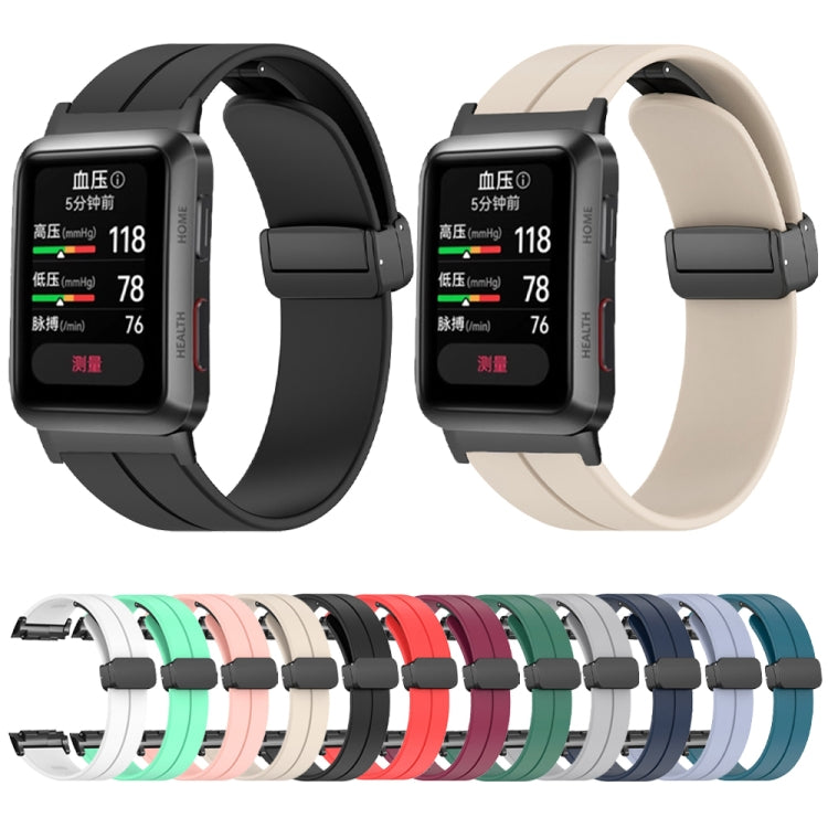For Huawei Watch D Solid Color Folding Magnetic Buckle Silicone Watch Band(Wine Red) - Watch Bands by PMC TechLife | Online Shopping South Africa | PMC TechLife