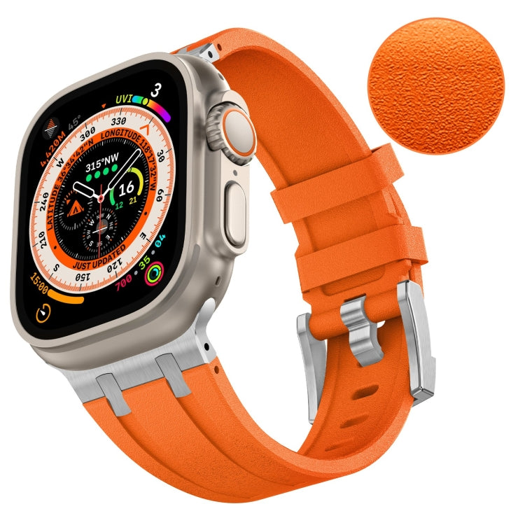 For Apple Watch SE 2023 44mm Stone Grain Liquid Silicone Watch Band(Sliver Orange) - Watch Bands by PMC TechLife | Online Shopping South Africa | PMC TechLife
