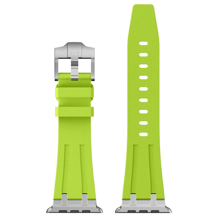For Apple Watch SE 2023 44mm Stone Grain Liquid Silicone Watch Band(Silver Green) - Watch Bands by PMC TechLife | Online Shopping South Africa | PMC TechLife