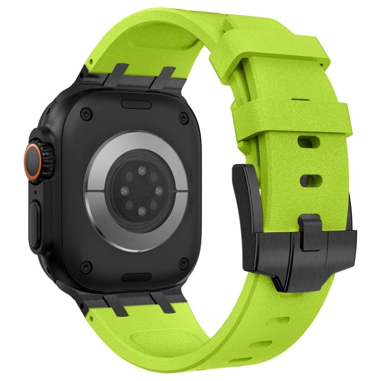 For Apple Watch Ultra 2 49mm Stone Grain Liquid Silicone Watch Band(Black Green) - Watch Bands by PMC TechLife | Online Shopping South Africa | PMC TechLife