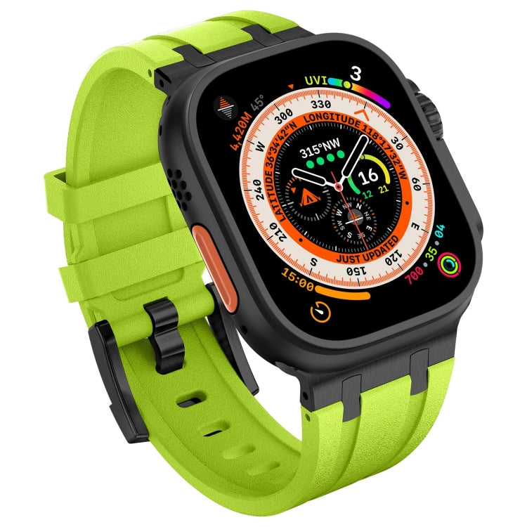 For Apple Watch Ultra 2 49mm Stone Grain Liquid Silicone Watch Band(Black Green) - Watch Bands by PMC TechLife | Online Shopping South Africa | PMC TechLife