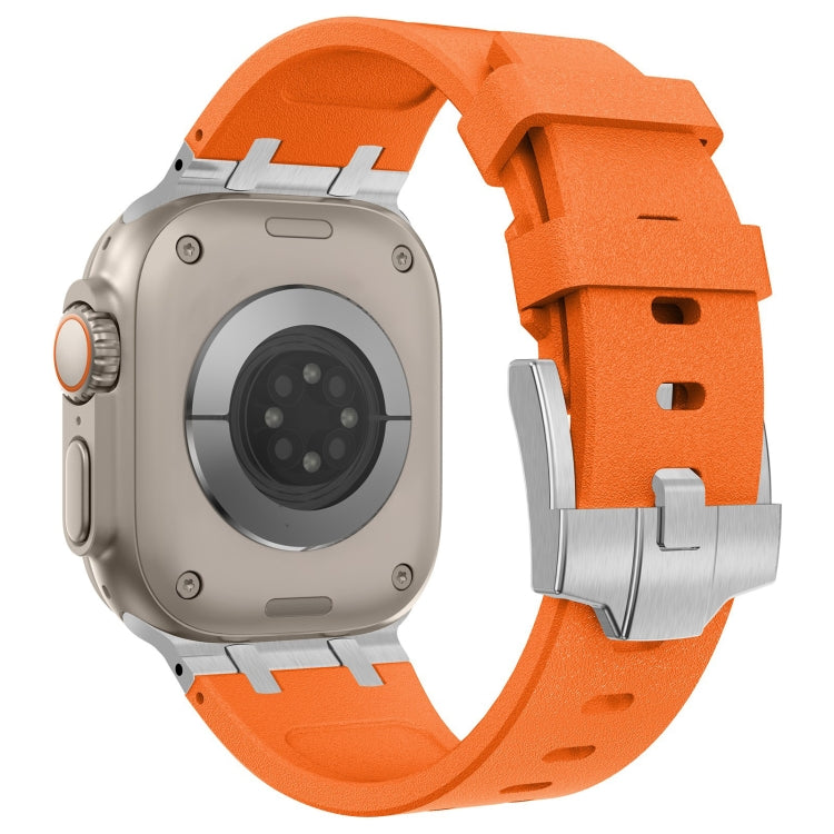 For Apple Watch Ultra 2 49mm Stone Grain Liquid Silicone Watch Band(Sliver Orange) - Watch Bands by PMC TechLife | Online Shopping South Africa | PMC TechLife