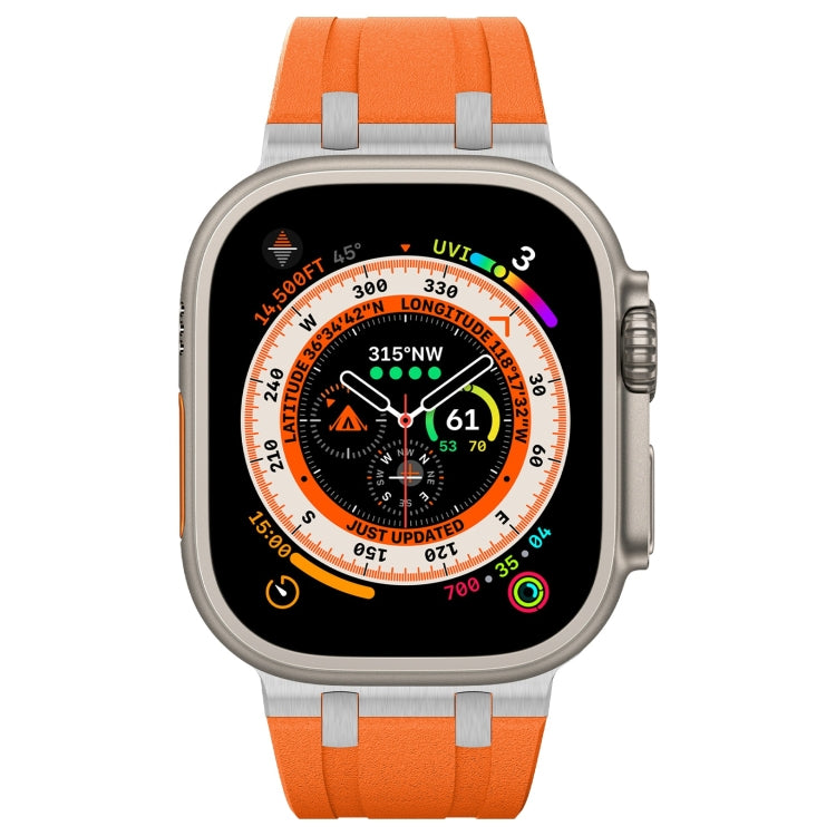 For Apple Watch Ultra 2 49mm Stone Grain Liquid Silicone Watch Band(Sliver Orange) - Watch Bands by PMC TechLife | Online Shopping South Africa | PMC TechLife