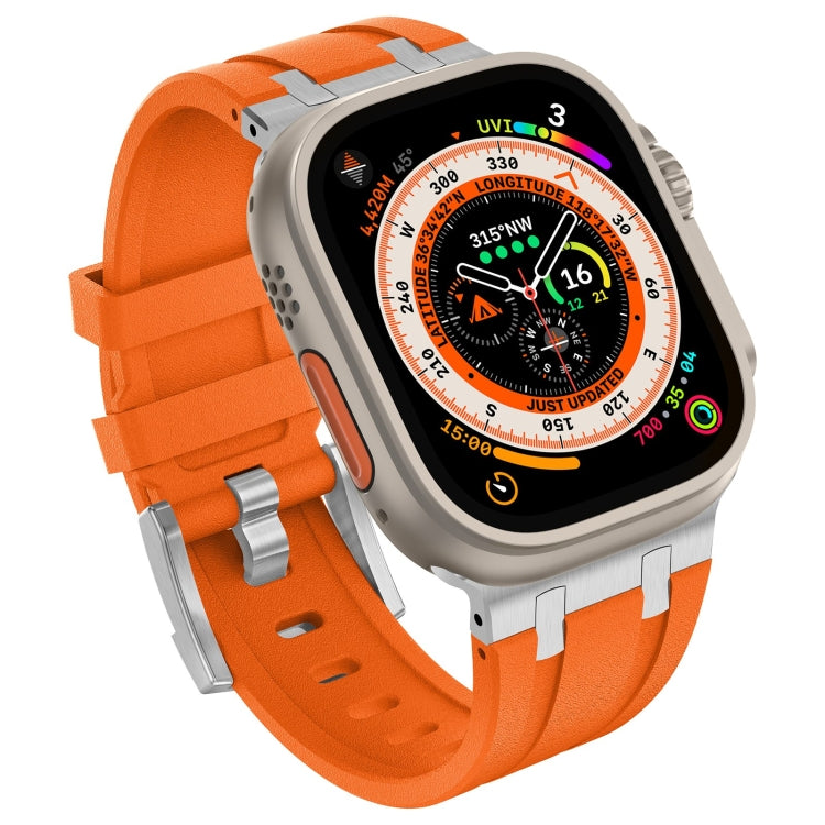 For Apple Watch Ultra 2 49mm Stone Grain Liquid Silicone Watch Band(Sliver Orange) - Watch Bands by PMC TechLife | Online Shopping South Africa | PMC TechLife