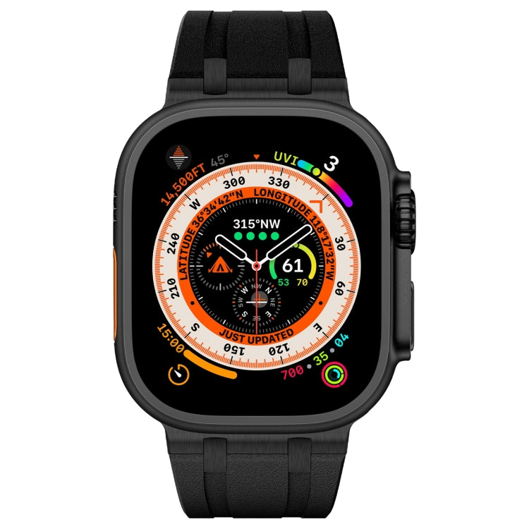 For Apple Watch Ultra 49mm Stone Grain Liquid Silicone Watch Band(Black Black) - free shipping - PMC TechLife - Order now!