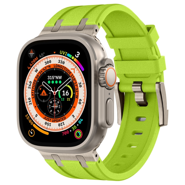 For Apple Watch Ultra 49mm Stone Grain Liquid Silicone Watch Band(Titanium Green) - Watch Bands by PMC TechLife | Online Shopping South Africa | PMC TechLife