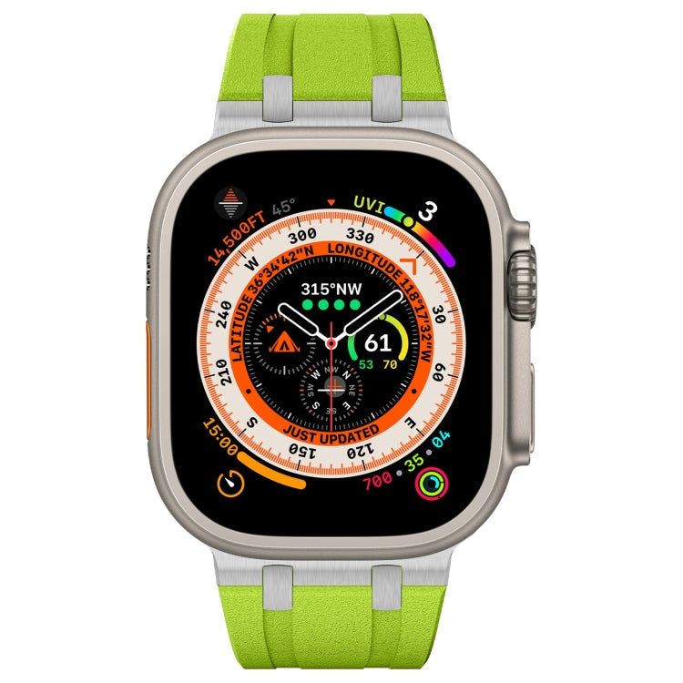 For Apple Watch Ultra 49mm Stone Grain Liquid Silicone Watch Band(Silver Green) - Watch Bands by PMC TechLife | Online Shopping South Africa | PMC TechLife