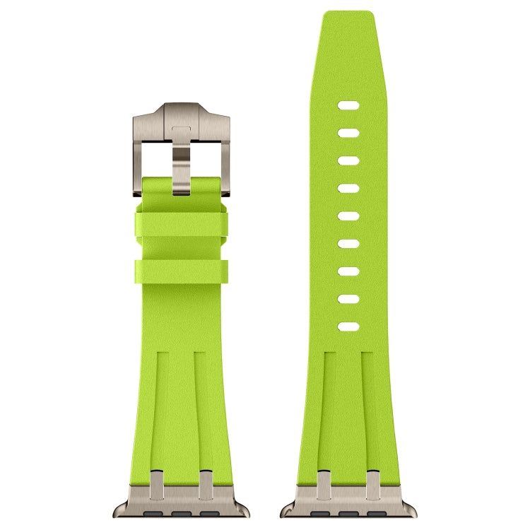 For Apple Watch SE 2022 44mm Stone Grain Liquid Silicone Watch Band(Titanium Green) - Watch Bands by PMC TechLife | Online Shopping South Africa | PMC TechLife