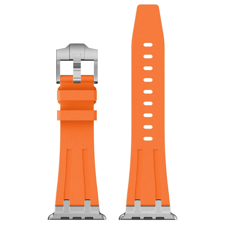 For Apple Watch SE 2022 44mm Stone Grain Liquid Silicone Watch Band(Sliver Orange) - Watch Bands by PMC TechLife | Online Shopping South Africa | PMC TechLife