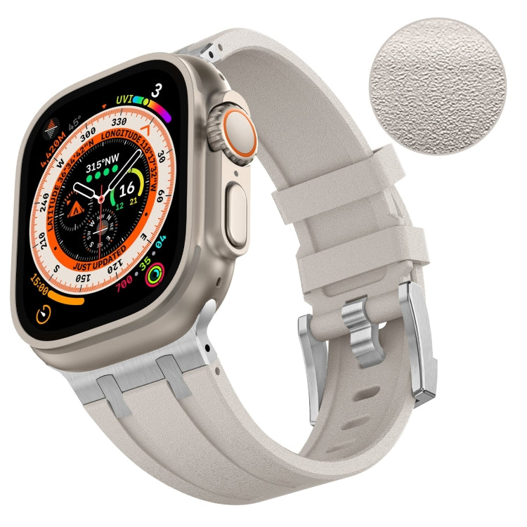 For Apple Watch SE 2022 44mm Stone Grain Liquid Silicone Watch Band(Silver Starlight) - Watch Bands by PMC TechLife | Online Shopping South Africa | PMC TechLife