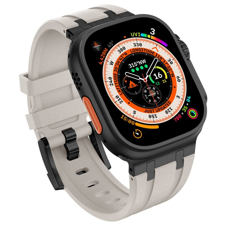 For Apple Watch Series 7 45mm Stone Grain Liquid Silicone Watch Band(Black Starlight) - free shipping - PMC TechLife - Order now!