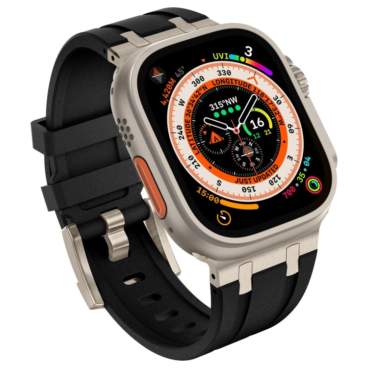 For Apple Watch Series 7 45mm Stone Grain Liquid Silicone Watch Band(Titanium Black) - Watch Bands by PMC TechLife | Online Shopping South Africa | PMC TechLife