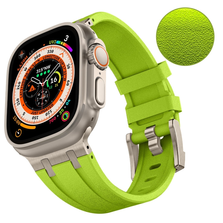 For Apple Watch Series 7 45mm Stone Grain Liquid Silicone Watch Band(Titanium Green) - Watch Bands by PMC TechLife | Online Shopping South Africa | PMC TechLife