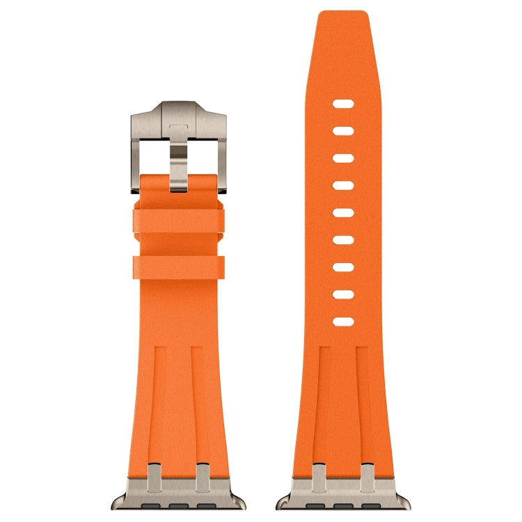 For Apple Watch Series 4 44mm Stone Grain Liquid Silicone Watch Band(Titanium Orange) - Watch Bands by PMC TechLife | Online Shopping South Africa | PMC TechLife