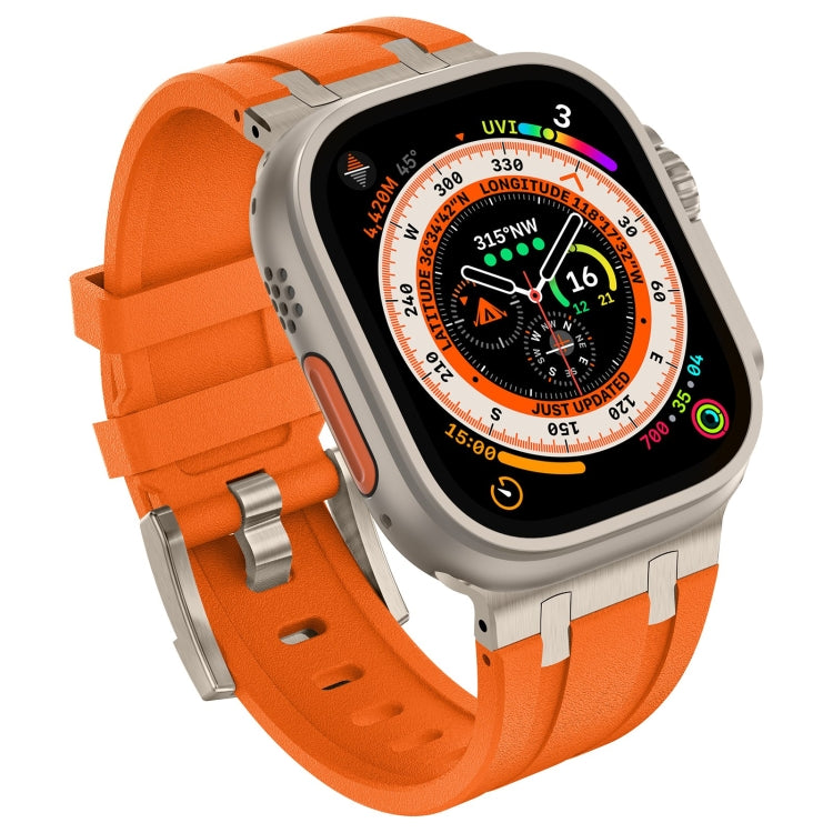 For Apple Watch Series 4 44mm Stone Grain Liquid Silicone Watch Band(Titanium Orange) - Watch Bands by PMC TechLife | Online Shopping South Africa | PMC TechLife