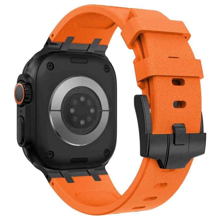 For Apple Watch Series 3 42mm Stone Grain Liquid Silicone Watch Band(Black Orange) - Watch Bands by PMC TechLife | Online Shopping South Africa | PMC TechLife