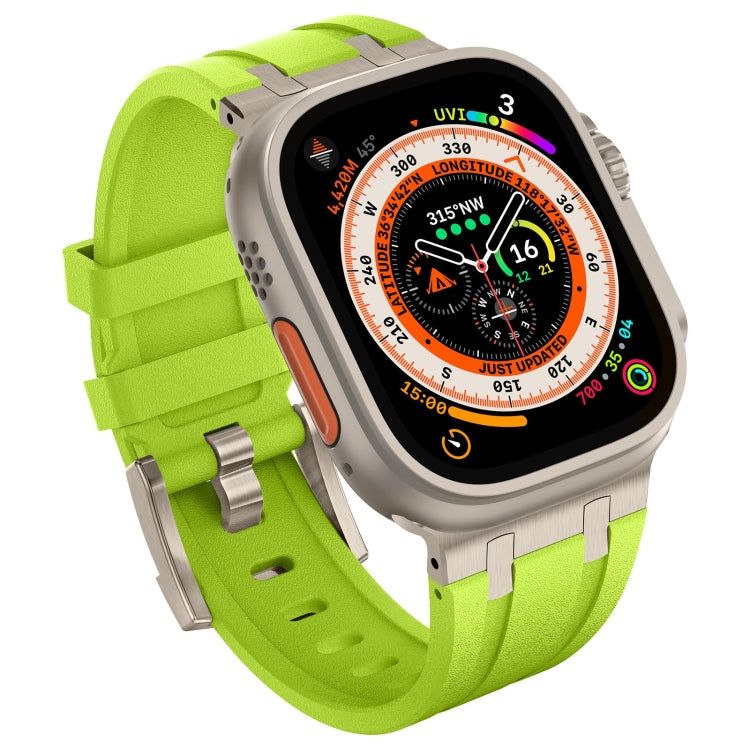 For Apple Watch Series 2 42mm Stone Grain Liquid Silicone Watch Band(Titanium Green) - Watch Bands by PMC TechLife | Online Shopping South Africa | PMC TechLife