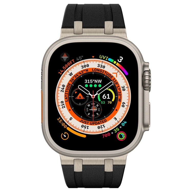 For Apple Watch 42mm Stone Grain Liquid Silicone Watch Band(Titanium Black) - free shipping - PMC TechLife - Order now!