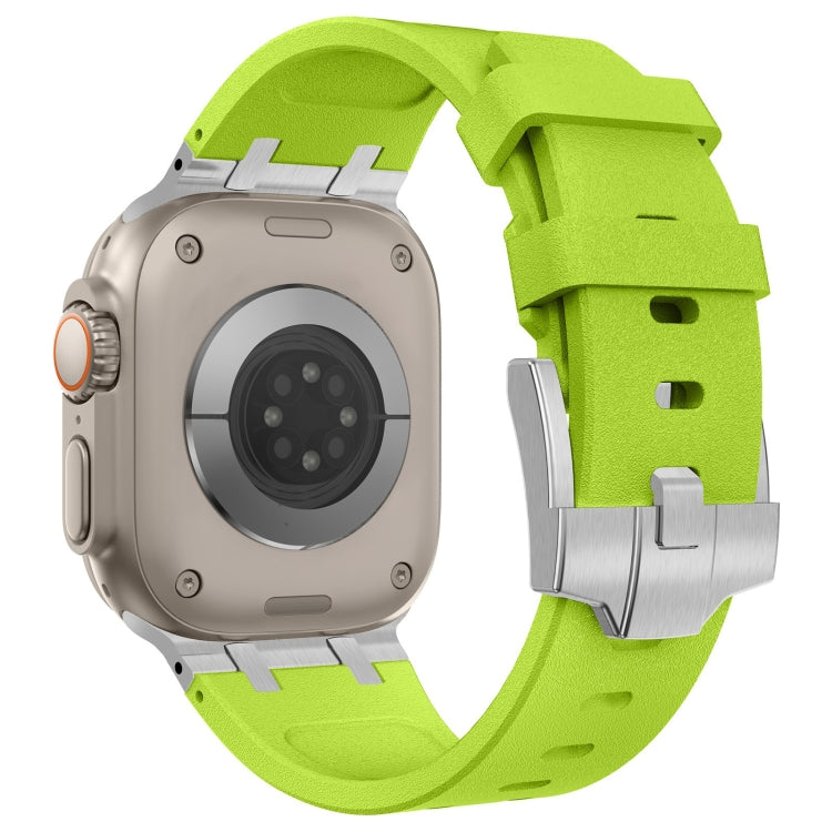 For Apple Watch 42mm Stone Grain Liquid Silicone Watch Band(Silver Green) - Watch Bands by PMC TechLife | Online Shopping South Africa | PMC TechLife