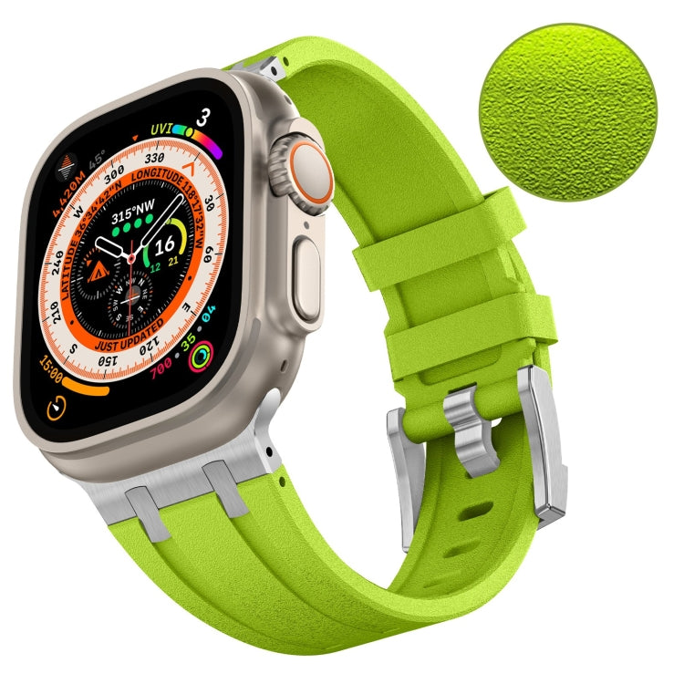 For Apple Watch 42mm Stone Grain Liquid Silicone Watch Band(Silver Green) - Watch Bands by PMC TechLife | Online Shopping South Africa | PMC TechLife