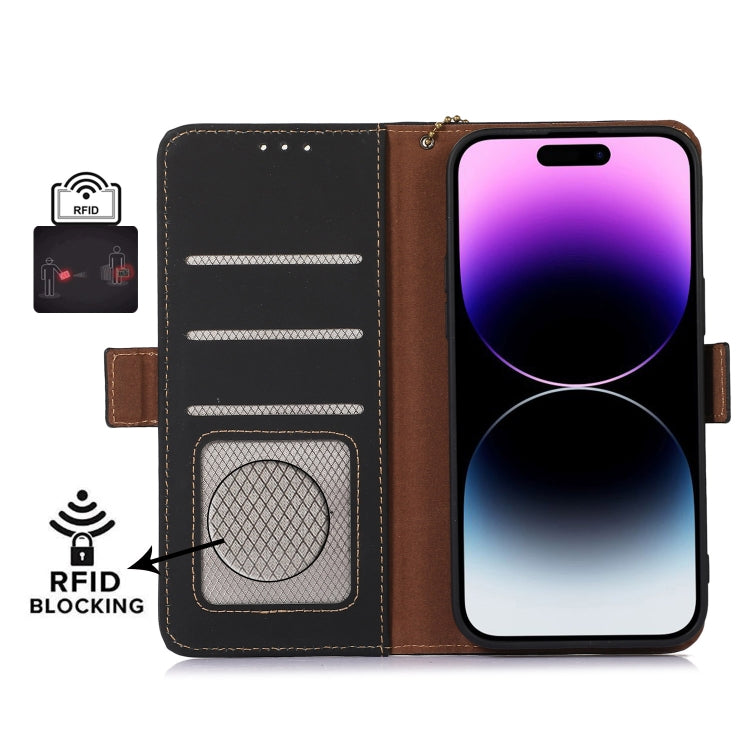 For Google Pixel 9 Pro Genuine Leather Magnetic RFID Leather Phone Case(Black) - Google Cases by PMC TechLife | Online Shopping South Africa | PMC TechLife | Buy Now Pay Later Mobicred