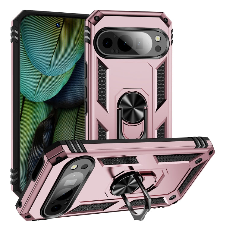 For Google Pixel 9 Shockproof TPU + PC Phone Case with Holder(Rose Gold) - Google Cases by PMC TechLife | Online Shopping South Africa | PMC TechLife | Buy Now Pay Later Mobicred