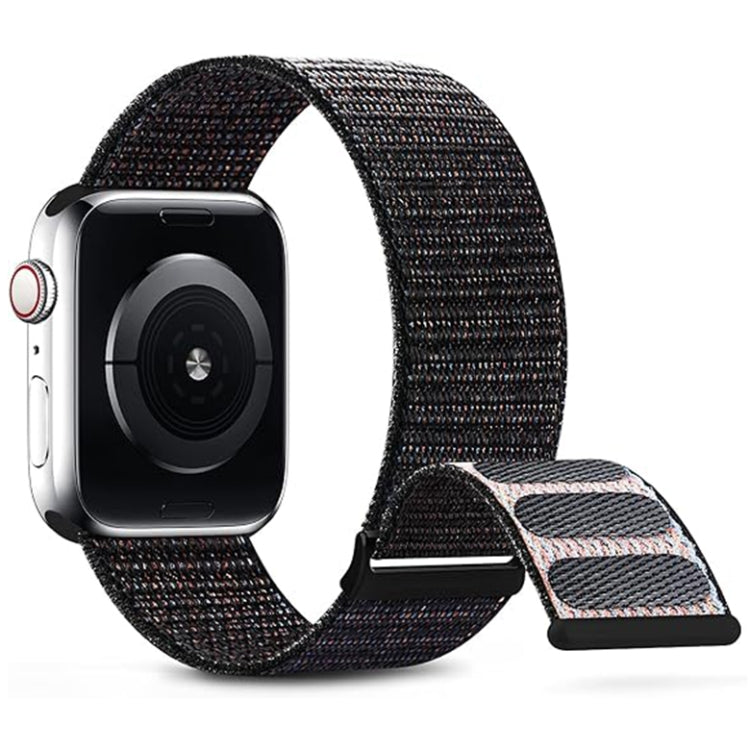 For Apple Watch Series 9 41mm Dual Hook and Loop Nylon Watch Band(Reflective Black) - Watch Bands by PMC TechLife | Online Shopping South Africa | PMC TechLife