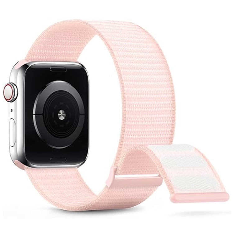 For Apple Watch Series 7 45mm Dual Hook and Loop Nylon Watch Band(Pearl Powder) - Watch Bands by PMC TechLife | Online Shopping South Africa | PMC TechLife