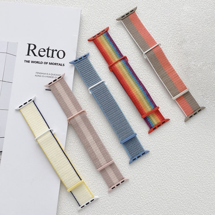 For Apple Watch 38mm Dual Hook and Loop Nylon Watch Band(Seashell) - Watch Bands by PMC TechLife | Online Shopping South Africa | PMC TechLife