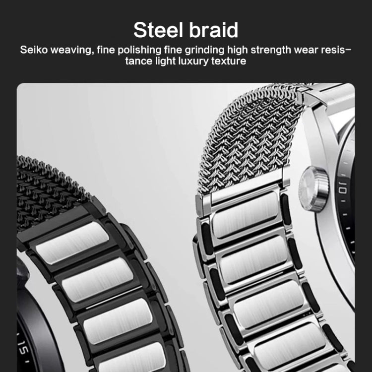 For Huawei Watch 4 / 4 Pro 22mm Magnetic Clasp Braided Chain Stainless Steel Watch Band(Black) - Watch Bands by PMC TechLife | Online Shopping South Africa | PMC TechLife | Buy Now Pay Later Mobicred