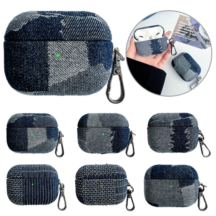 For AirPods 3 Stitching Denim Cloth Bluetooth Earphone Protective Case(Dark Color Irregular) - For AirPods 3 by PMC Jewellery | Online Shopping South Africa | PMC Jewellery | Buy Now Pay Later Mobicred