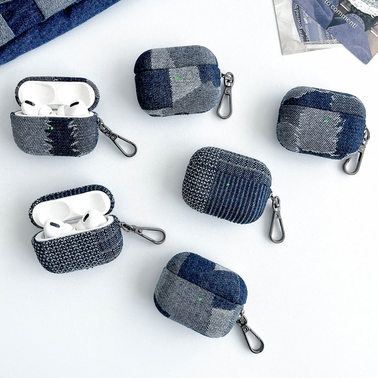 For AirPods Pro 2 Stitching Denim Cloth Bluetooth Earphone Protective Case(Dark Color Irregular) - free shipping - PMC Jewellery - Order now!