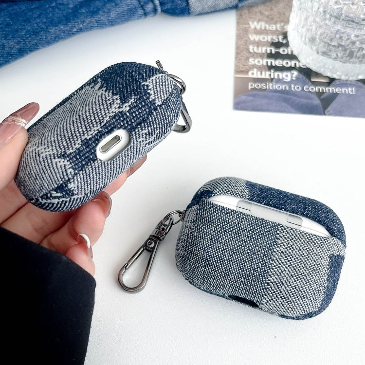 For AirPods Pro 2 Stitching Denim Cloth Bluetooth Earphone Protective Case(Grid) - For AirPods Pro 2 by PMC Jewellery | Online Shopping South Africa | PMC Jewellery | Buy Now Pay Later Mobicred
