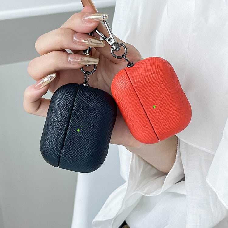 For AirPods 3 Cross Texture PU Leather Bluetooth Earphone Protective Case(Dark Green) - For AirPods 3 by PMC Jewellery | Online Shopping South Africa | PMC Jewellery | Buy Now Pay Later Mobicred