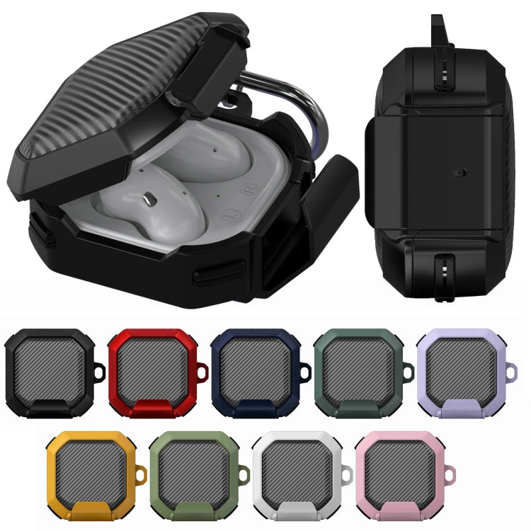For Galaxy Buds Live / Pro /2 /2 Pro / FE Carbon Fiber TPU Hybrid PC Case with Hook(Yellow) - free shipping - PMC Jewellery - Order now!