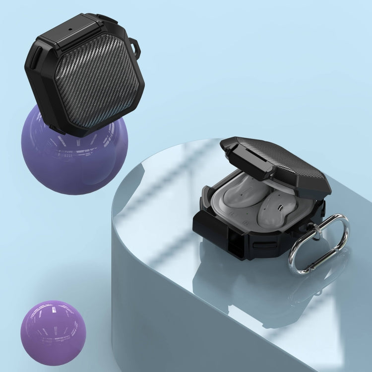 For Galaxy Buds Live / Pro /2 /2 Pro / FE Carbon Fiber TPU Hybrid PC Case with Hook(White) - Samsung Earphone Case by PMC TechLife | Online Shopping South Africa | PMC TechLife | Buy Now Pay Later Mobicred