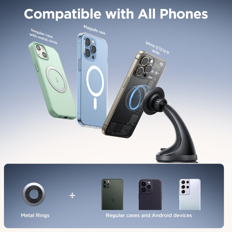 JOYROOM JR-ZS406 Magsafe Magnetic Car Phone Mount Windshield Holder(Black) - free shipping - PMC TechLife - Order now!