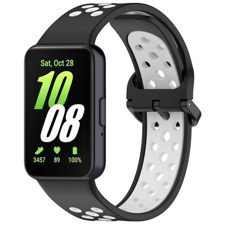 For Samsung Galaxy Fit 3 Two Color Breathable Silicone Watch Band(Black White) - Watch Bands by PMC TechLife | Online Shopping South Africa | PMC TechLife