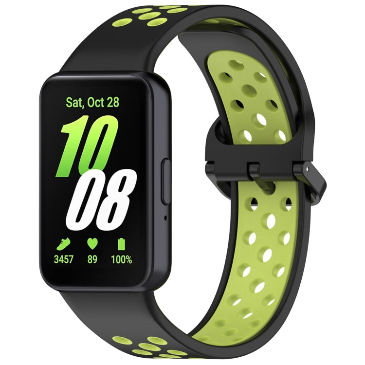 For Samsung Galaxy Fit 3 Two Color Breathable Silicone Watch Band(Black Lime) - Watch Bands by PMC TechLife | Online Shopping South Africa | PMC TechLife