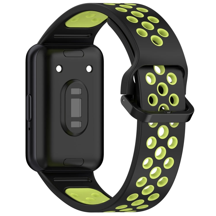 For Samsung Galaxy Fit 3 Two Color Breathable Silicone Watch Band(Black Lime) - Watch Bands by PMC TechLife | Online Shopping South Africa | PMC TechLife