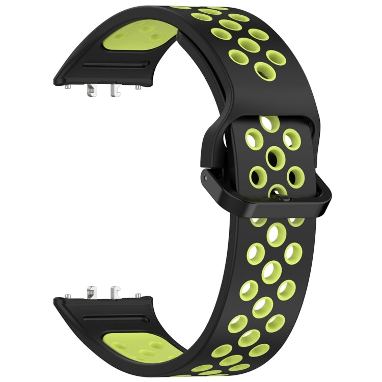 For Samsung Galaxy Fit 3 Two Color Breathable Silicone Watch Band(Black Lime) - Watch Bands by PMC TechLife | Online Shopping South Africa | PMC TechLife