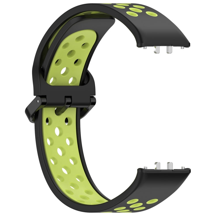 For Samsung Galaxy Fit 3 Two Color Breathable Silicone Watch Band(Black Lime) - Watch Bands by PMC TechLife | Online Shopping South Africa | PMC TechLife