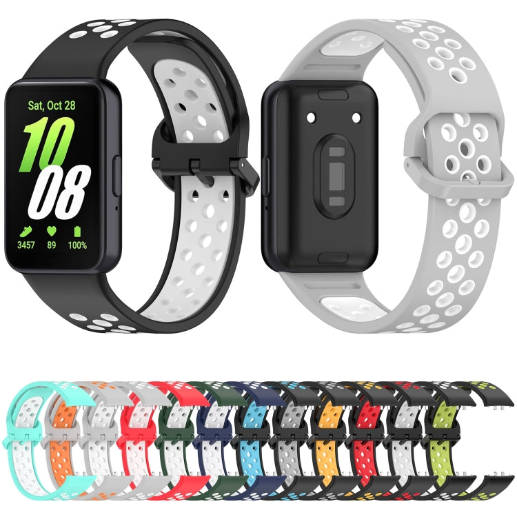 For Samsung Galaxy Fit 3 Two Color Breathable Silicone Watch Band(Black Lime) - Watch Bands by PMC TechLife | Online Shopping South Africa | PMC TechLife
