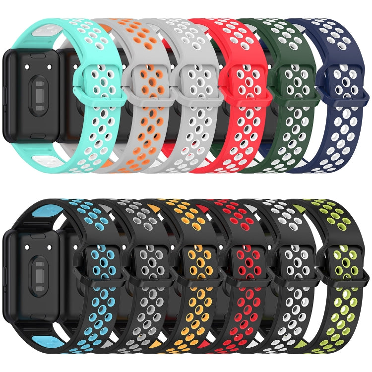 For Samsung Galaxy Fit 3 Two Color Breathable Silicone Watch Band(Black Yellow) - Watch Bands by PMC TechLife | Online Shopping South Africa | PMC TechLife